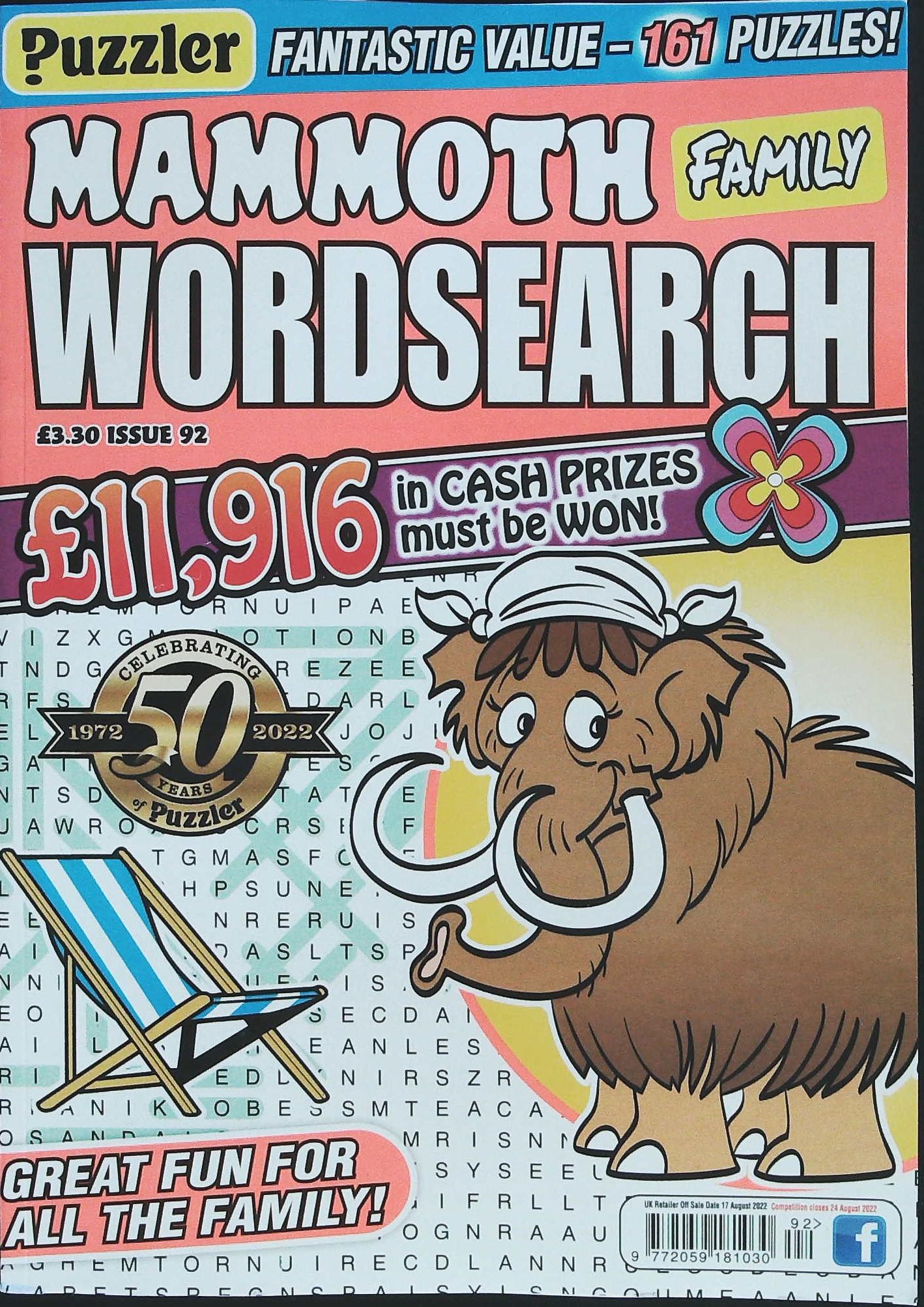 PUZZLE MAMMOTH FAMILY WORDSEARCH