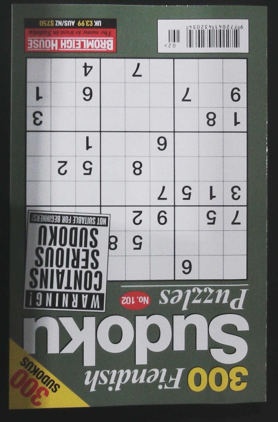 300 FIENDISH SUDOKU PUZZLE