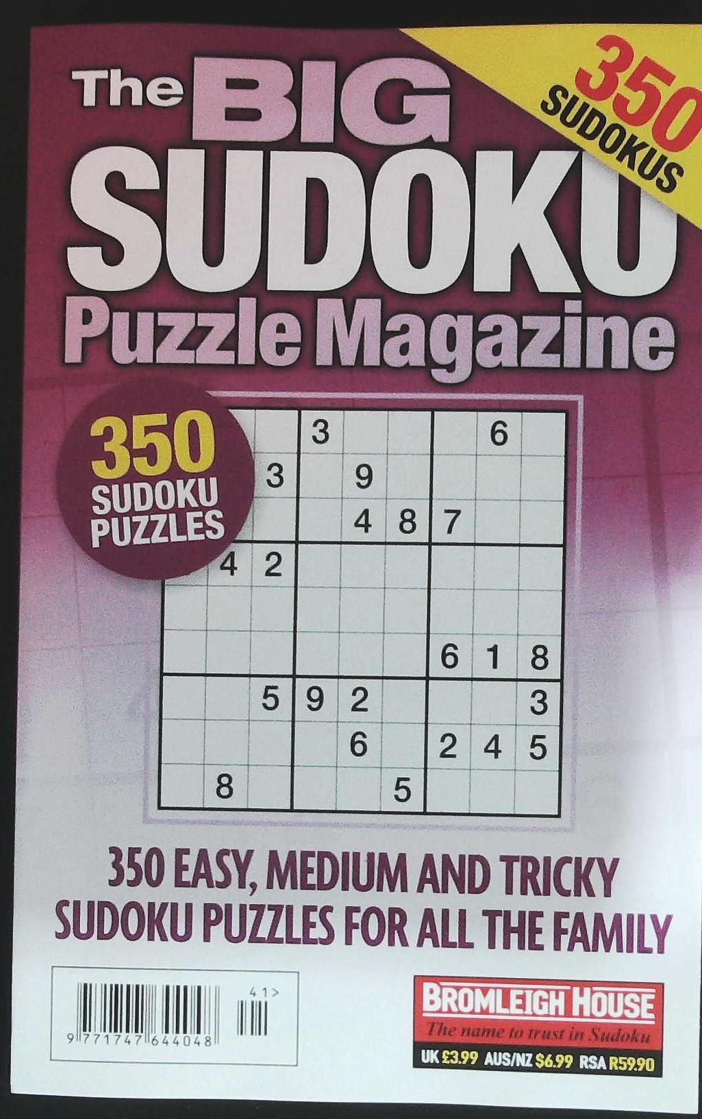 BIG SUDOKU PUZZLE MAGAZINE