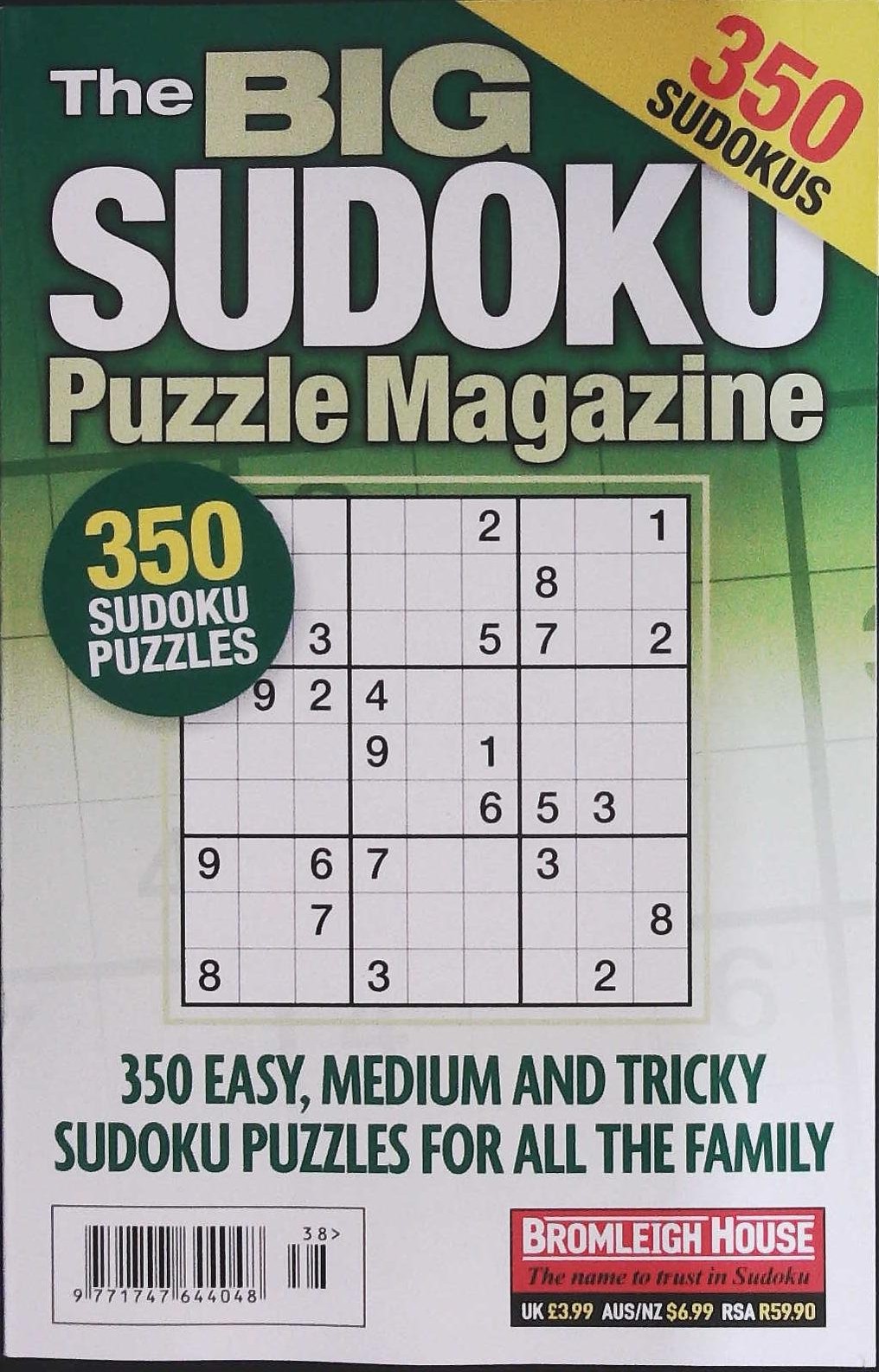 BIG SUDOKU PUZZLE MAGAZINE