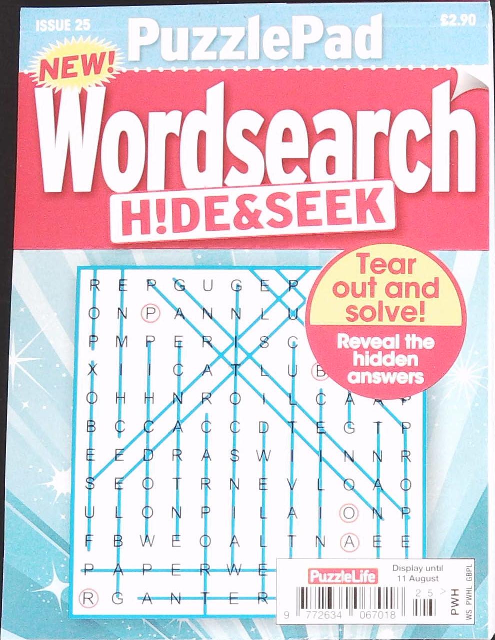 PUZZLELIFE PUZZLEPAD WORDSEARCH HIDE AND SEEK