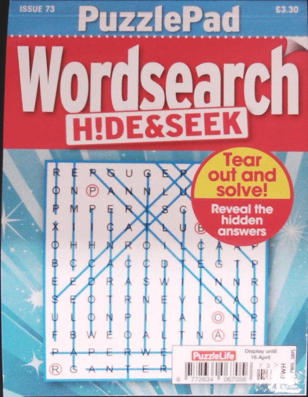 PUZZLELIFE PUZZLEPAD WORDSEARCH HIDE AND SEEK