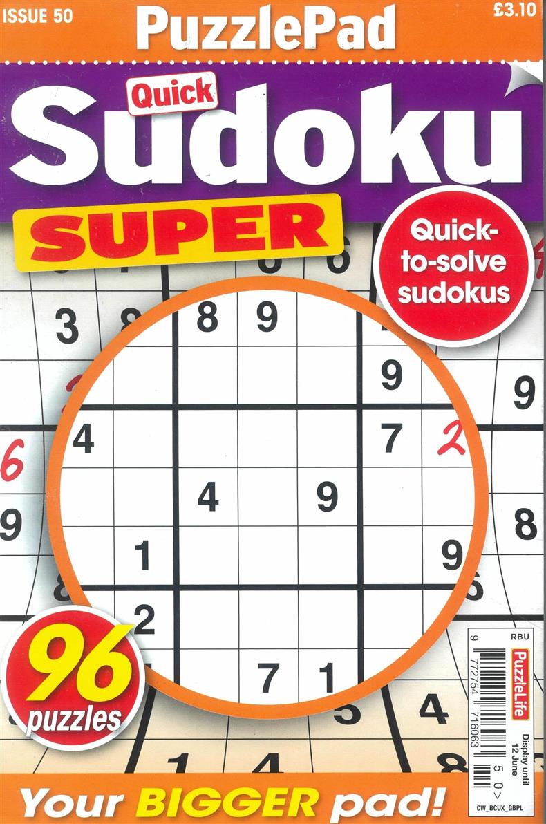 PUZZLELIFE PUZZLEPAD QUICK SUDOKU SUPER