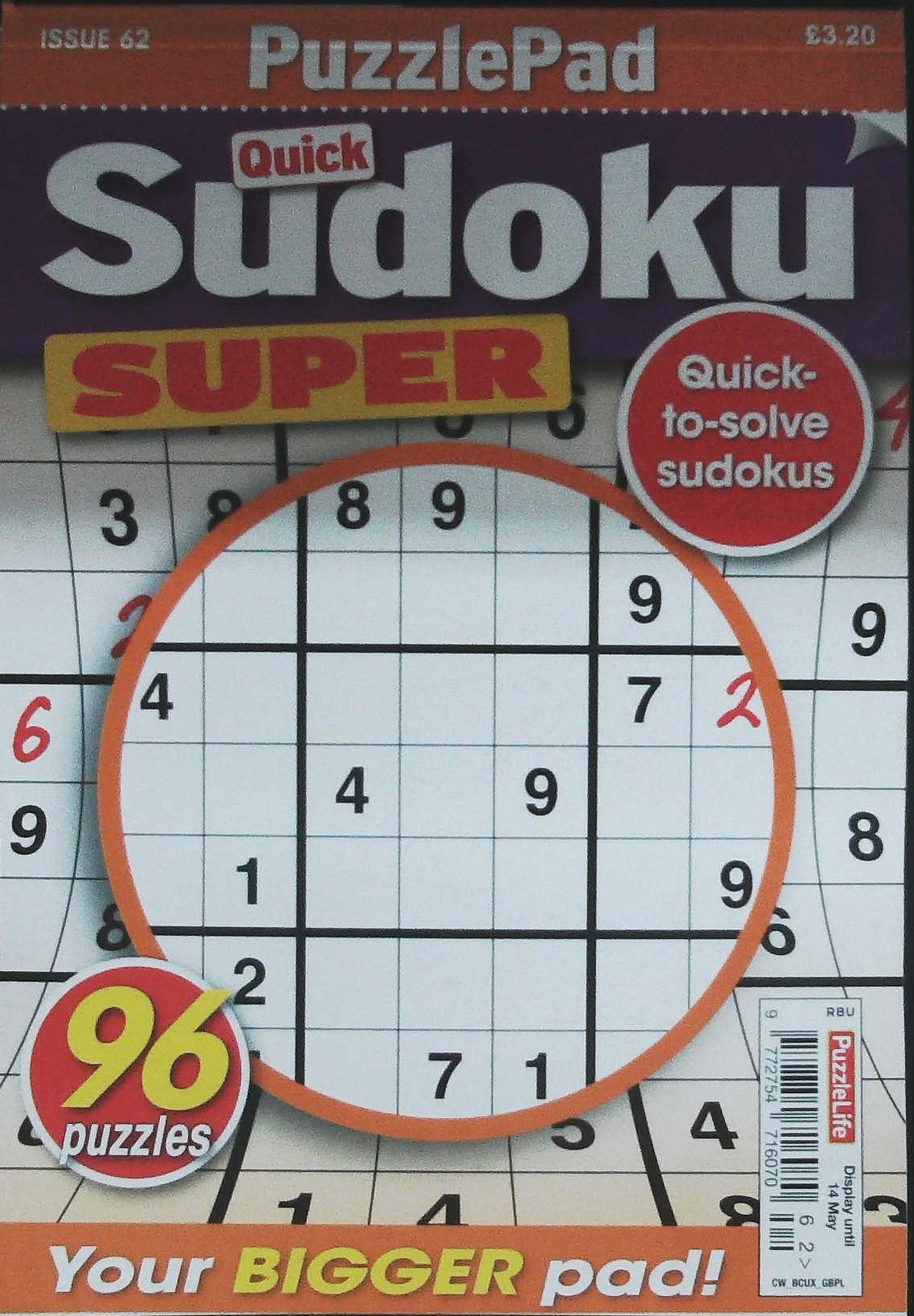 PUZZLELIFE PUZZLEPAD QUICK SUDOKU SUPER